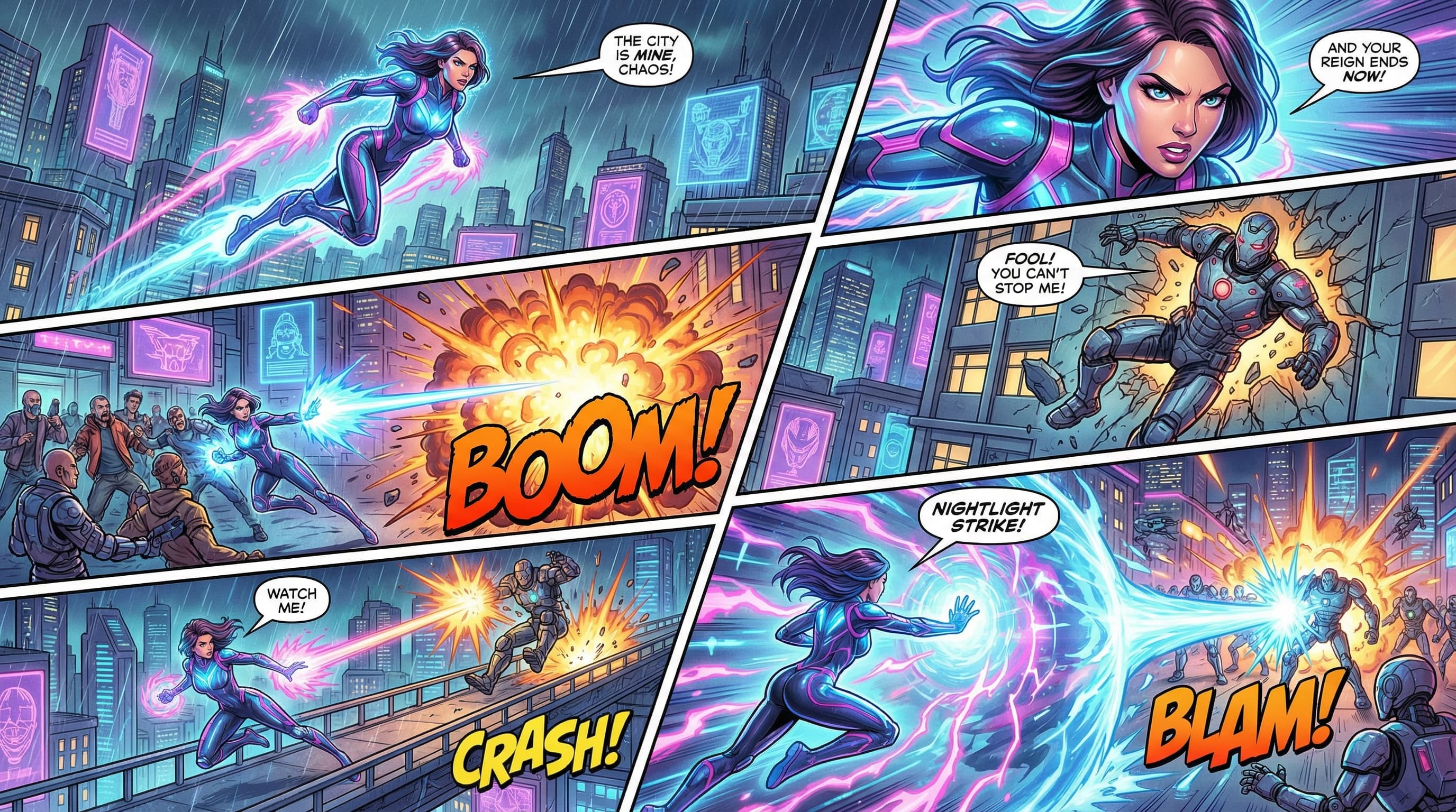 AI-generated comic book showcase created with iCartoon