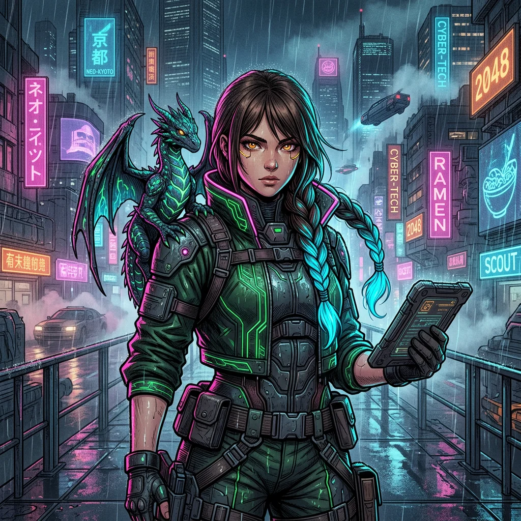 Cyberpunk neon style example — AI generated with iCartoon